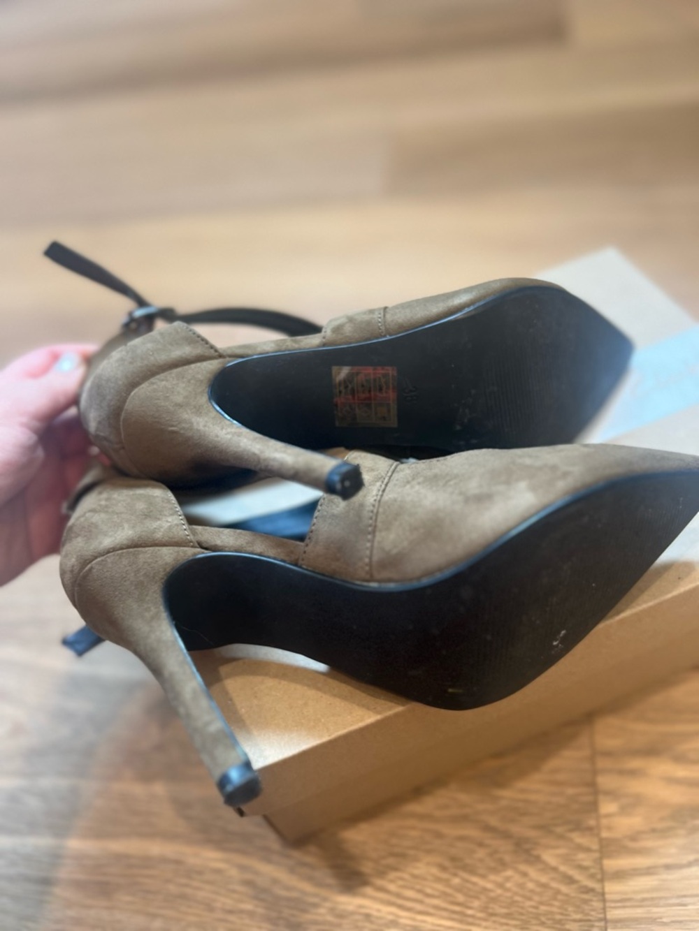 İpekyol Olive Brown Pointed-Toe Crisscross Strap Heels size 8 - Picture 4 of 6
